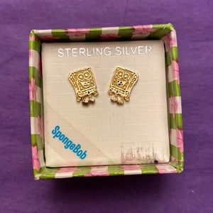 18K PLATED Sterling Silver SpongeBob Earrings